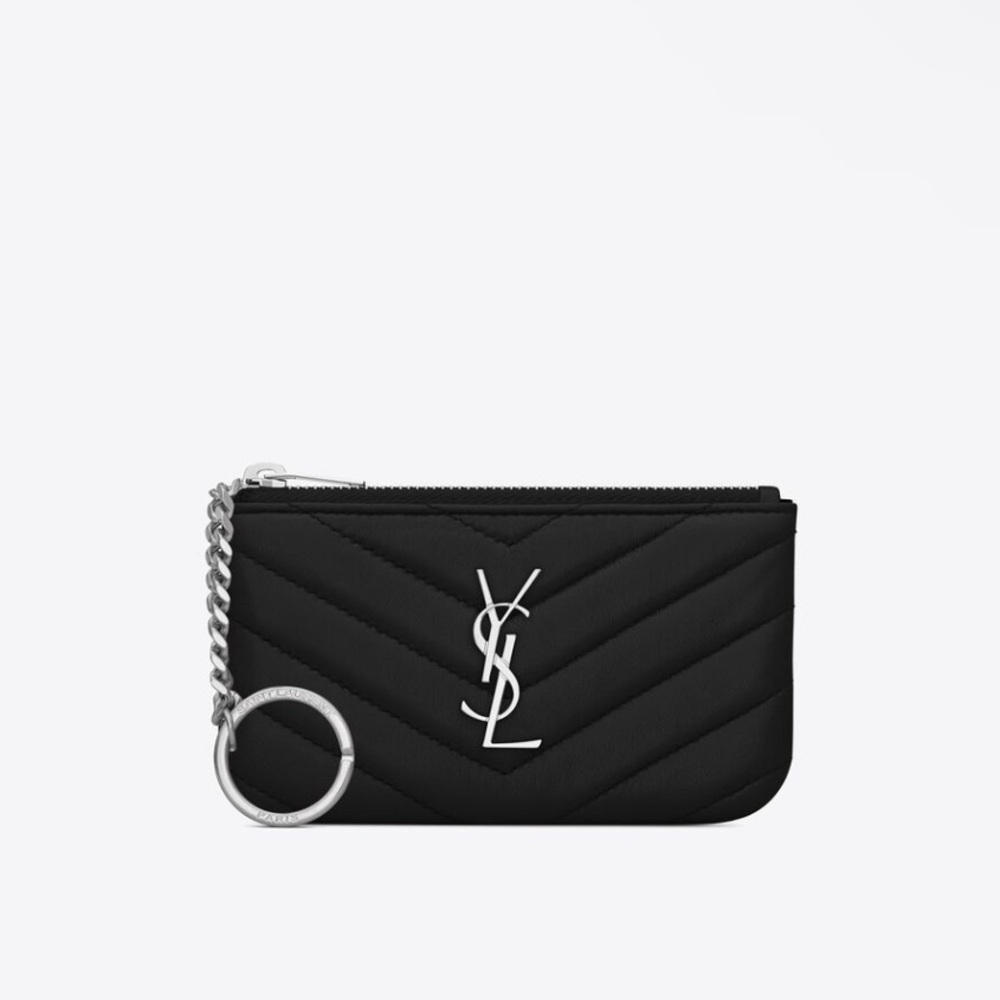 YSL Cassandre Matelasse Key Pouch in Smooth Leather